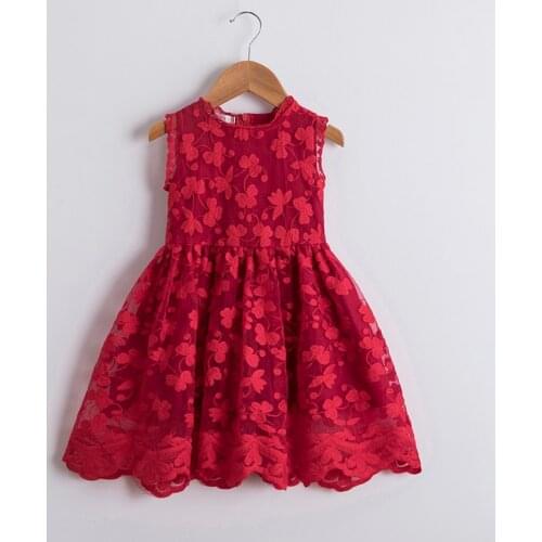 Christmas Party Dress For Girls Kid O-neck Elegant Wedding Clothes Children New Year Red Costume Princess Birthday Mesh Vestido