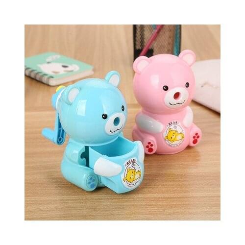 Little bear hand-cranked automatic pen pencil sharpener for pupils pencil sharpener cute learning stationery pencil sharpener