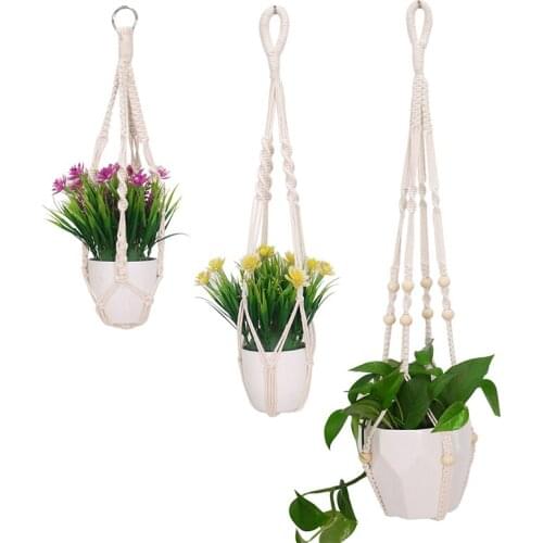 Gardening Flowerpot Net Bag Hand-woven Cotton Rope Flowerpot Hanging Rope Plant Hanging Basket Outdoor Flowerpot Hanging Basket