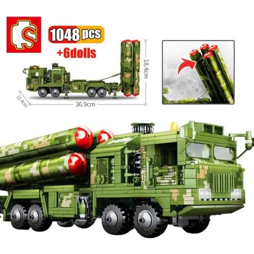 SEMBO1048Pcs Military Weapons HQ-9 Long-range Air Defense Missile Building Blocks Sets Army Missile Launcher Bricks Toys Kids