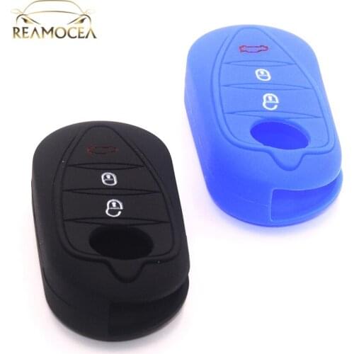 Reamocea 1x 3 Button Silicone Car Key Cover Case FOB Shell Fit For Alfa Romeo Mito Giulietta Brera 4C 159 GTA Holder Protector