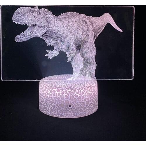 3D Illusion Picture Lamp LED Nightlight Kids Tyrannosaurus Rex Smart Phone Control 16 Color Remote Desk Light with Touch Sensor