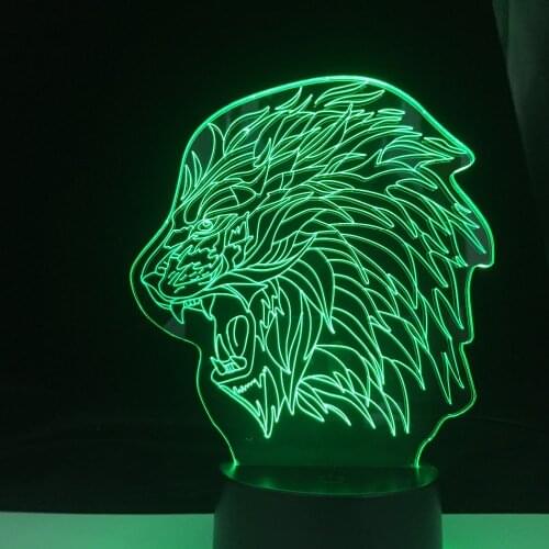 Lion 3D LED Night Lights with 16 Colors Visualization Optical Illusion Light for Home Decoration Lamp Birthday Gift Light