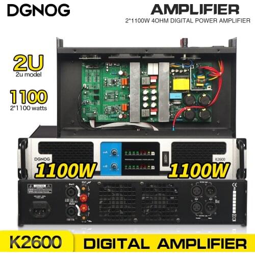 Professional 4 Ohm 1100W*2 Power Amp 2U Digital Power Amplifier DJ Audio K2600 Digital Power Amplifier Stage Performances DGNOG