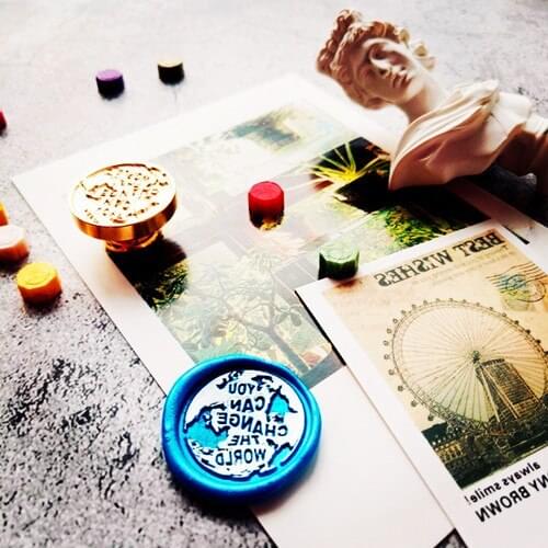 Head of you can change the world map Sealing stamps Retro Wood Stamp Wax Seal Stamp Wedding Decorative sealing Stamp wax seals
