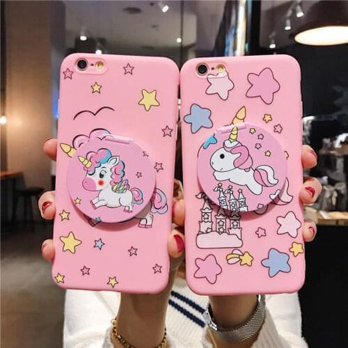 Cartoon unicorn Makeup Mirror Case For OPPO A9 A5 2020 A31 A3S A5S A52 A53 A91 F5 F7 F9 F11 Pro A1K Realme 5i 7i C15 C17 C2 C11