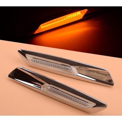 1 Pair 2 Pin 12V 3W Car Clear Lens Dynamic LED Side Marker Fender Light Turn Signal Lamp Fit for BMW 1 3 5 Series 2008 2009 2010