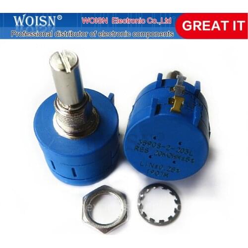 1PCS 3590S-2-203L 3590S 20K ohm 3590S-2-203 3590S-203 Precision Multiturn Potentiometer 10 Ring Adjustable Resistor In Stock