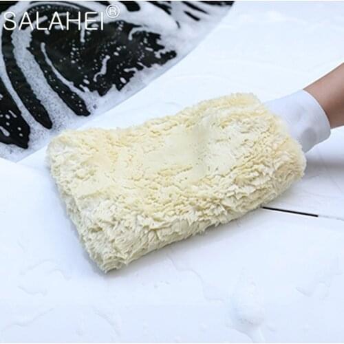 1Pc Wool Soft Car Washing Gloves Cleaning Brush Microfiber Plush Mitt Car Wash Glove Towel Detailing Brushes Sponge Tools