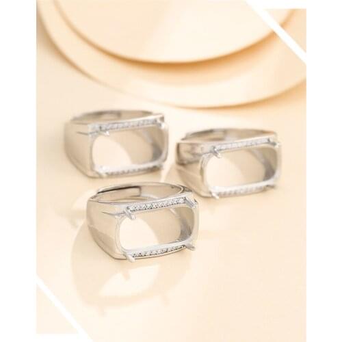 10*19mm 925 STERLING SILVER Semi Mount Bases Blanks base blank Pad men rings ring Setting set diy A5521