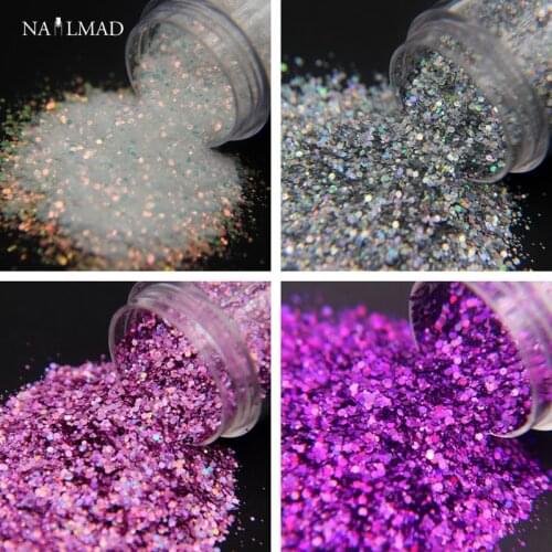 10ml/box Laser Nail Glitter Mixed Glitters Holo Hexagon Nail Sequin Paillettes Nail Art Glitter Sparkles Manicure Dust Tips