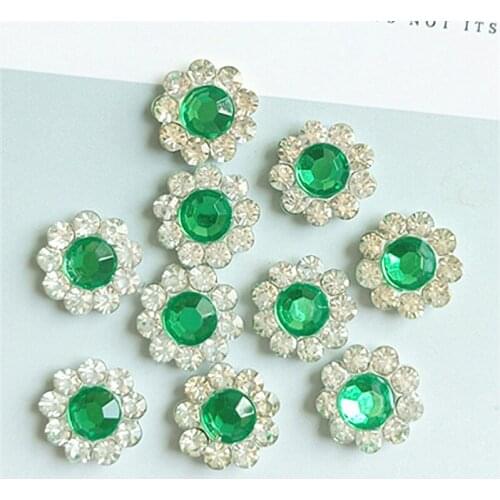 10 PCS 16mm Fashion Metal Alloy Silver Color Crystal Rhinestone Flowers Connectors Charm DIY Jewelry Findings