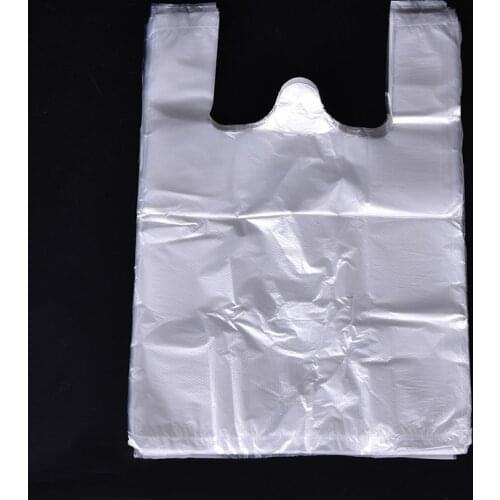 100pcs Transparent Plastic Bags Shopping Bag Supermarket Bags With Handle Food Packaging