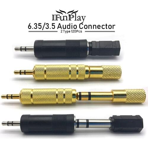 120Pcs 3.5mm to 6.5mm 6.35mm Male to Feamle Audio Adapter 6.5 6.35 Plug 3.5 Jack Stereo AUX Converter for Speaker Mobile Phone