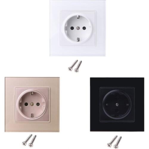 16A EU Standard 86 Type Wall Power Socket Glass Charger Adapter Panel 110V-250V L15