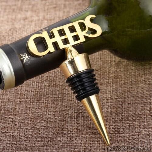 200pcs Letter Cheers Wine Stoppers Golden Wine Bottle Stoppers in Gift Boxes Wedding Gift Party Bar Favors