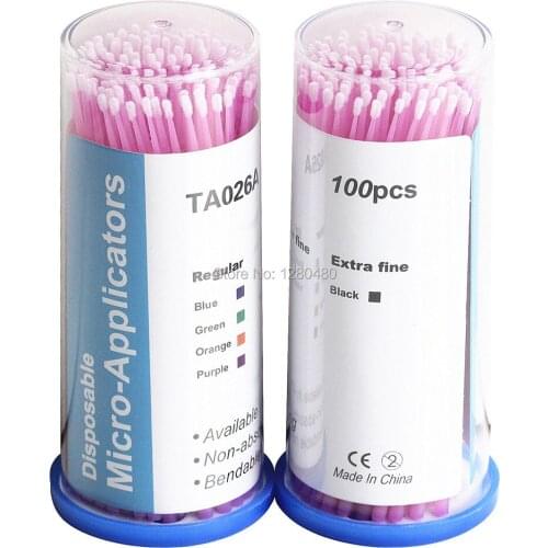 200Pcs Disposable Fine Cotton Swab Mauve Dental Stick Micro Applicator Brush Eyelashes Extension Mascara Makeup Tools