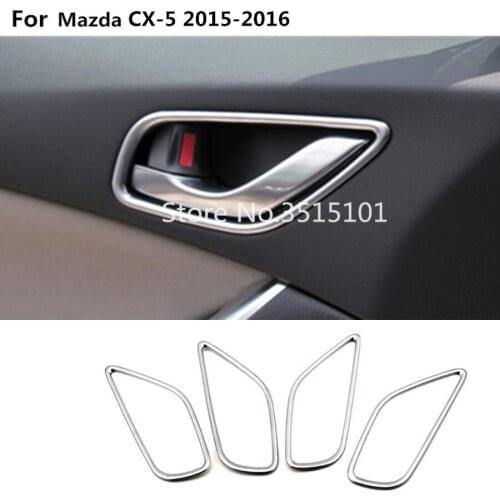Car Cover Stick Trim ABS Chrome Door Inner Built Handle Bowl Frame Lamp Molding 4pcs For Mazda CX-5 CX5 2013 2014 2015 2016