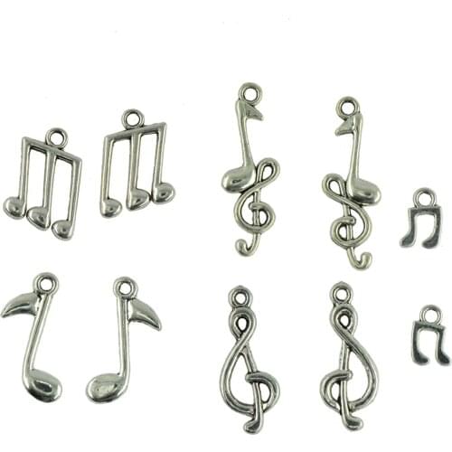 40 Pieces Tibetan Silver Color Mixed Music Note Symbol DIY Charms Pendants Jewelry Finding