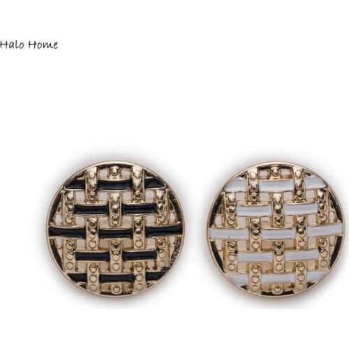 5pcs Round Weave Enamel Metal Shank Buttons Sewing Scrapbooking Home Apparel Replace Handmade Crafts Accessories Decor 18mm