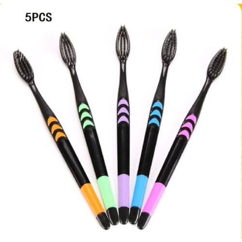 5PCS toothbrush soft hair adult family home ultra-fine soft bamboo charcoal couple female mens special childrens set
