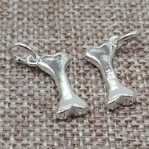 925 Sterling Silver Shiny Dog Bone Charms Pet for Bracelet Necklace Earring