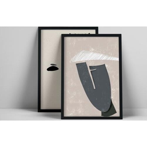 Abstract Minimalist Print, Modern Black dots, Abstract Portrait, Black and White Wall Art, Scandinavian Print, White Gray, Wall