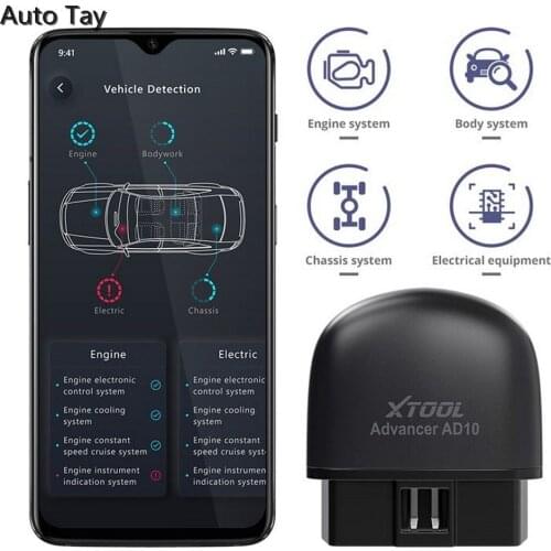 AD10 OBD2 Diagnostic Scanner Bluetooth ELM327 Engineer Code Read Work with IOS/Android and HUD Head Up Display