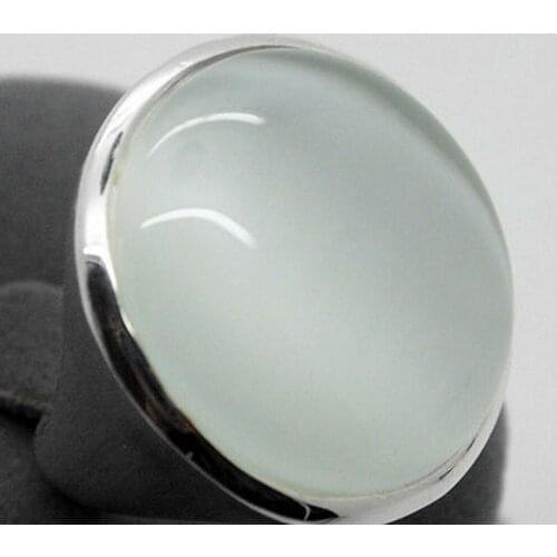 Free Shipping Rare White Opal Cat Eye 24mm 925 Sterling Jewelry Ring Size 7/8/9/10