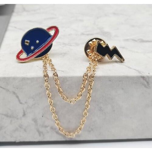 Planet And Thunder Brooch Enamel Pins Starry Sky Lapel Pin Metal Clothes Badge Cool Stuff Decoration Gift For Kids/Friends