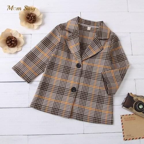 Baby Girl Jacket Plaid Infant Toddle Suit Blazer Jacket Spring Autumn Summer Coat Baby Outwear Clothes 1-6Y