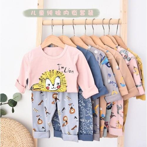 Kids Pajamas Sets Baby Boy Girl Cotton Long Sleeved Tshirt+pant Cartoon Girls Clothing Autumn Sleepwear Suit Pyjama Trousers