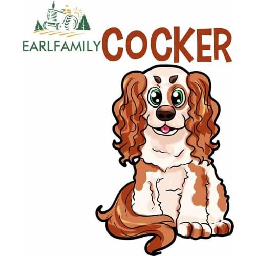 EARLFAMILY 13cm x 8cm For Cocker Spaniel Dog Car Decal Cartoon Car Stickers Anime Waterproof Trunk Occlusion Scratch