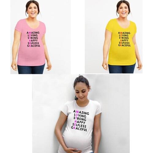 1PC Gifts for Women Mothers Day TShirt mother letter print Pregnancy Announcement Shirt Maternity Shirt Funny Pregnancy tops