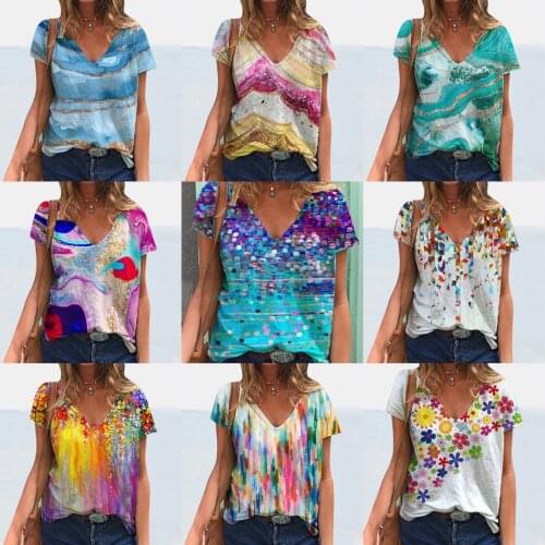 Summer T Shirt Women Sets New Supply 2021 Printed Commuter Round Collar t-shirts Short Sleeves 2021 Harajuku Tshirt CFF21028