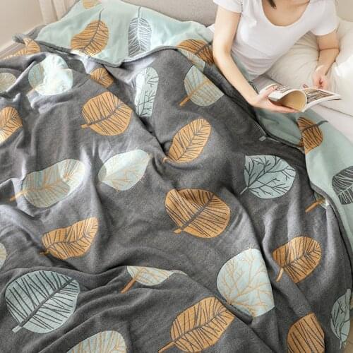 Four Layers ginkgo leaf Cotton Towel Throw Blanket for Nap Bed Picnic Travel Home Airplane Sumer Bed Sheet Lightweight