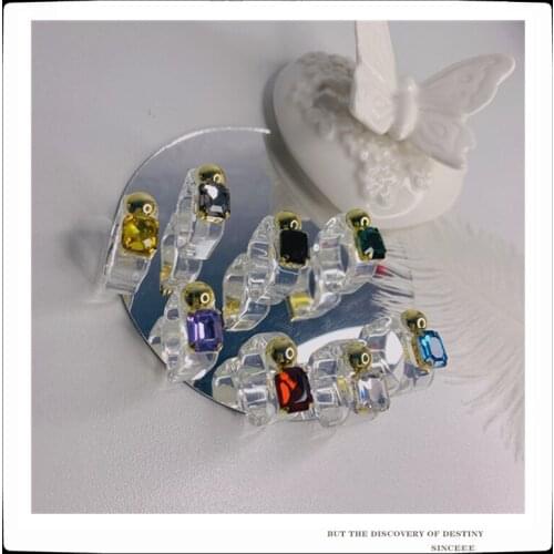 SexMara 2021 New Fashion Colorful Transparent Geometric Diamond Golden Resin Lovely Female Ring For Women Girls Party Jewelry