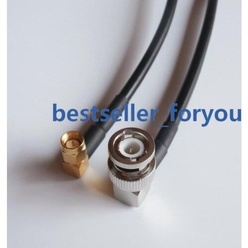 Connector BNC Male 90 Degree To SMA Plug Right Angle Crimp Jumper Pigtail RF RG58 Cable 3Feet 1M