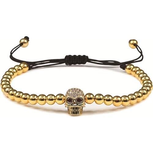 Copper Beads Skull Head Bracelet & Bangles Handmade Braided Thread Bracelets Women Men Punk Jewelry Accessories Best Friend Gift