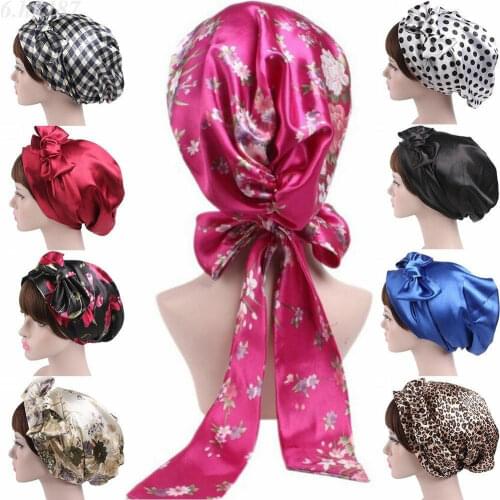 Muslim Women Hijab Iinner Scarf Satin Turban Indian Bowknot Head Wrap Beanie Bonnet Headscarf Chemo Cap Headwear Long Tail Cover