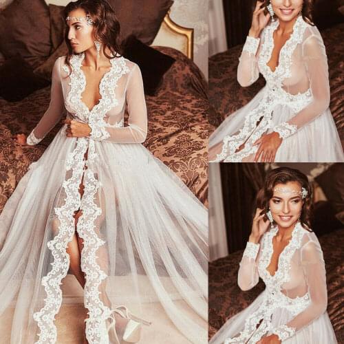 2019 Sexy New Womens Wedding Cloak Jacket White Ivory Long Tulle Bridal Lace Appliques Edge Cape Wraps Custom Made Jackets