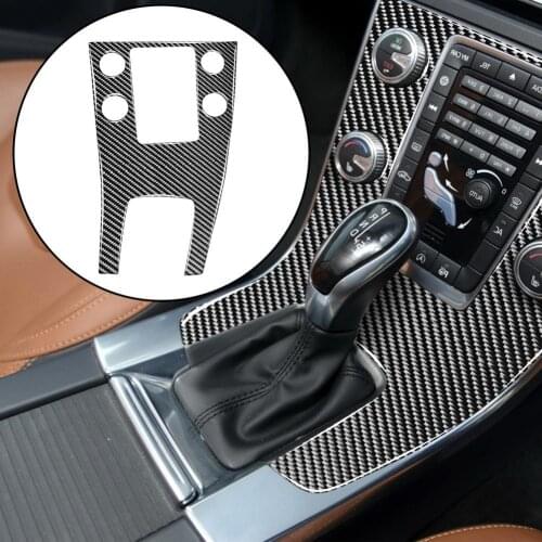 Carbon Fiber Central Console Gear Shift Panel Trim Cover Sticker for Volvo V60/S60 Right Drive