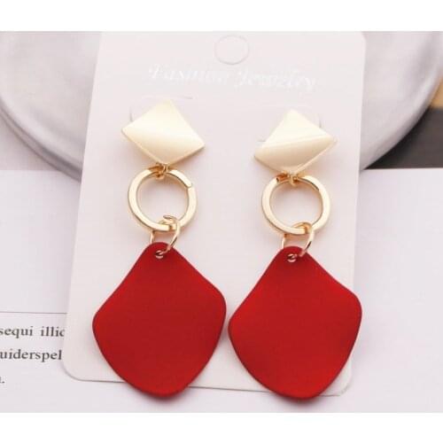 New Fashion Round Waterdrop Pendant Earrings for Women Geometric Metal Square Dangle Earring oorbellen
