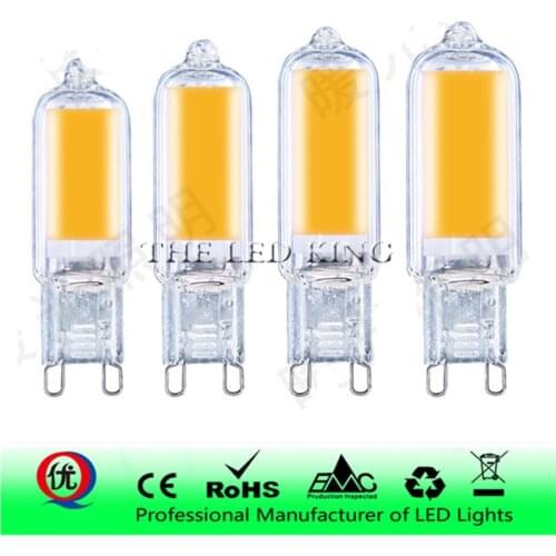 The New G9 Led Lamp Dimmable 110V 220V COB Lamp Glass Body Ultra Bright LED Source light Replace Old Halogen bulb free shipping