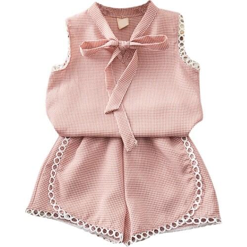 Baby Girl Clothes Summer Baby Girls Casual Off-shoulder Short Sleeve Tops T-shirt Blouse+Mini Skirts Child Costume Set For Grils