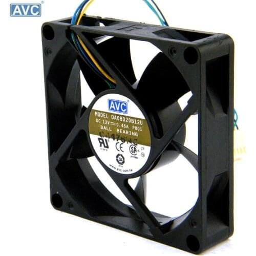 Wholesale For AVC DA08020B12U 8cm 8020 80*80*20mm 12V 0.46A 4-line PWM Tempreture Control CPU chassis cooling fan