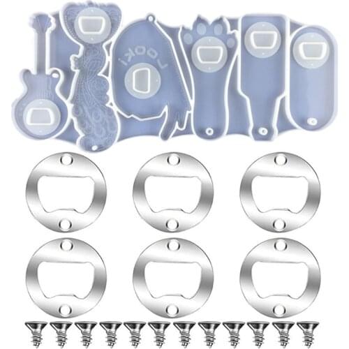Bottle Opener Epoxy Resin Mold Beer Opener Corkscrew Silicone Mould Crafts Jewelry Keychain Making Tool