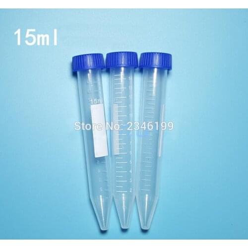 15ML 100pcs/lot PP Plastic Centrifuge Tube with Screw Cap, Empty Capsules Refillable Container with V-bottom, Plastic Test Tube