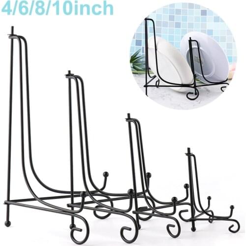 2021 Photo Pedestal Bowl Picture Frame Holder Craft Bracket Book Rack Display Stand DIY Black Iron Plate Easel Storage Holder