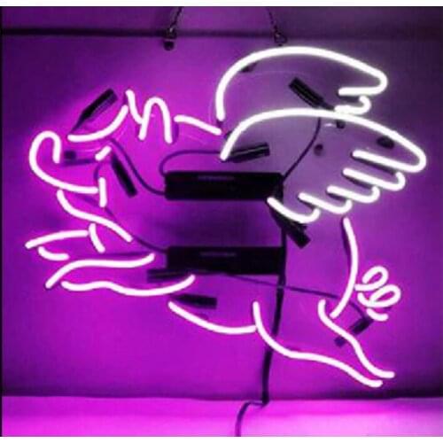 Pink Flying Pig White Backing Custom Handmade Real Glass Tube Bar Party Store KTV Home Decoration Display Gift Neon Sign 16"X16"